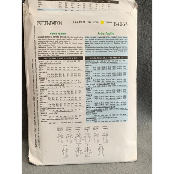 Butterick B4063 Womens Dress Sewing Pattern Sizes 6 8 10 Six Sew Fast & Easy Des - Picture 2 of 2